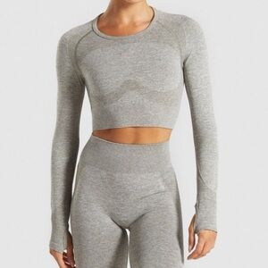 Gymshark Light Gray Long Sleeve Crop Top